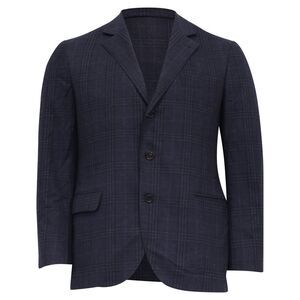 Brunello Cucinelli Plaid Print Blazer in Navy Blue Virgin Wool